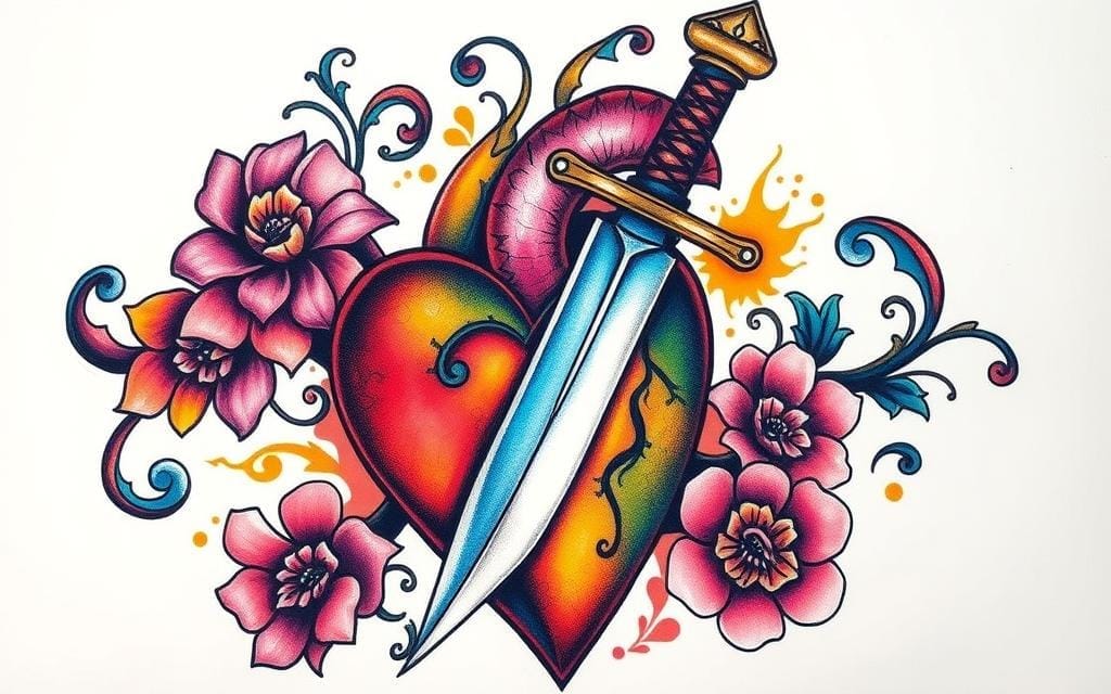 dagger and heart tattoo