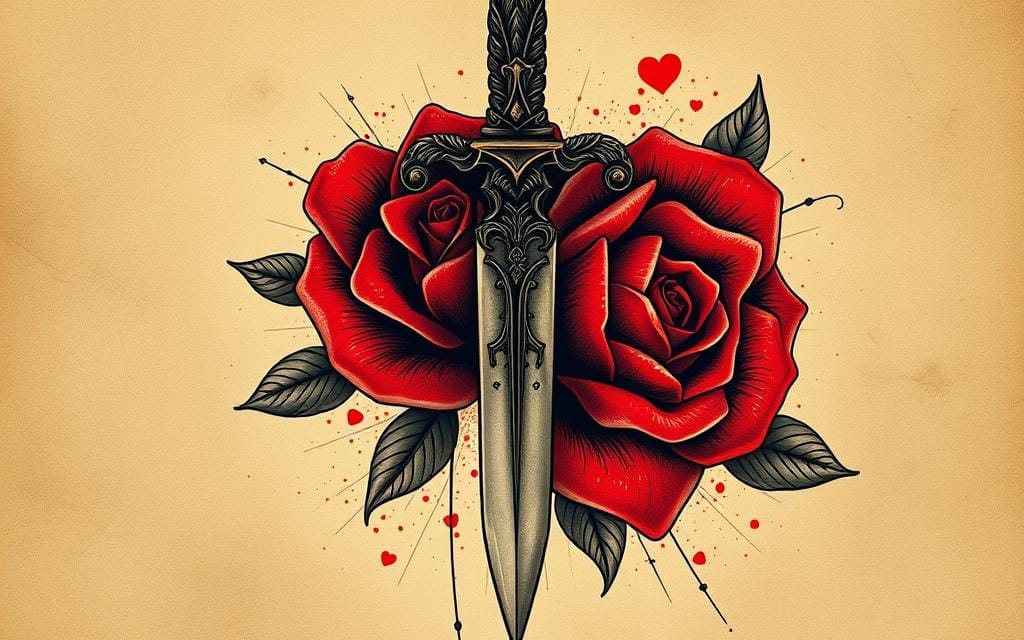 rose and dagger tattoo