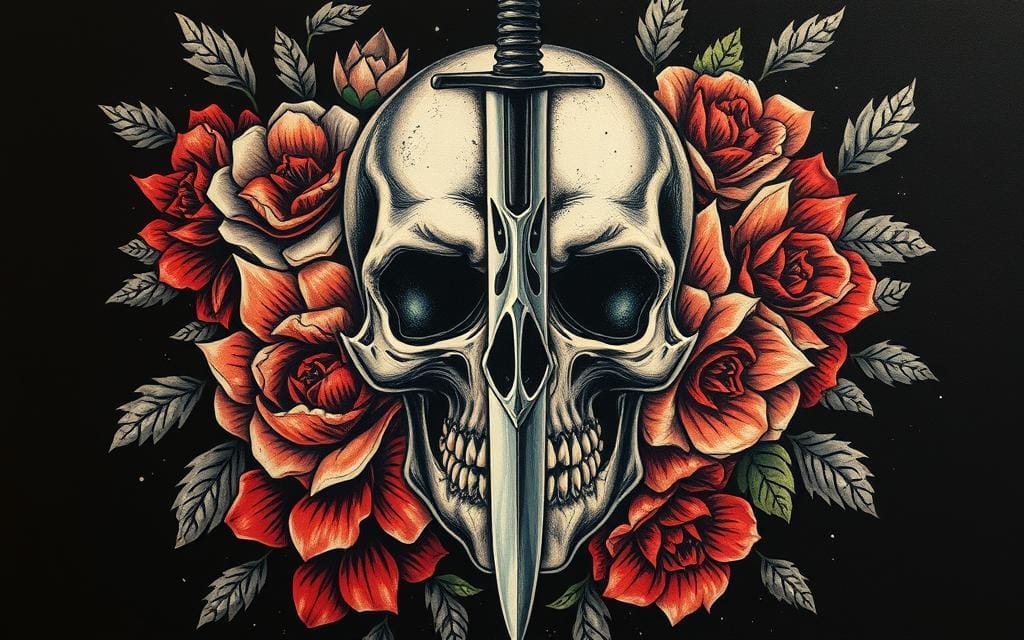 skull and dagger design